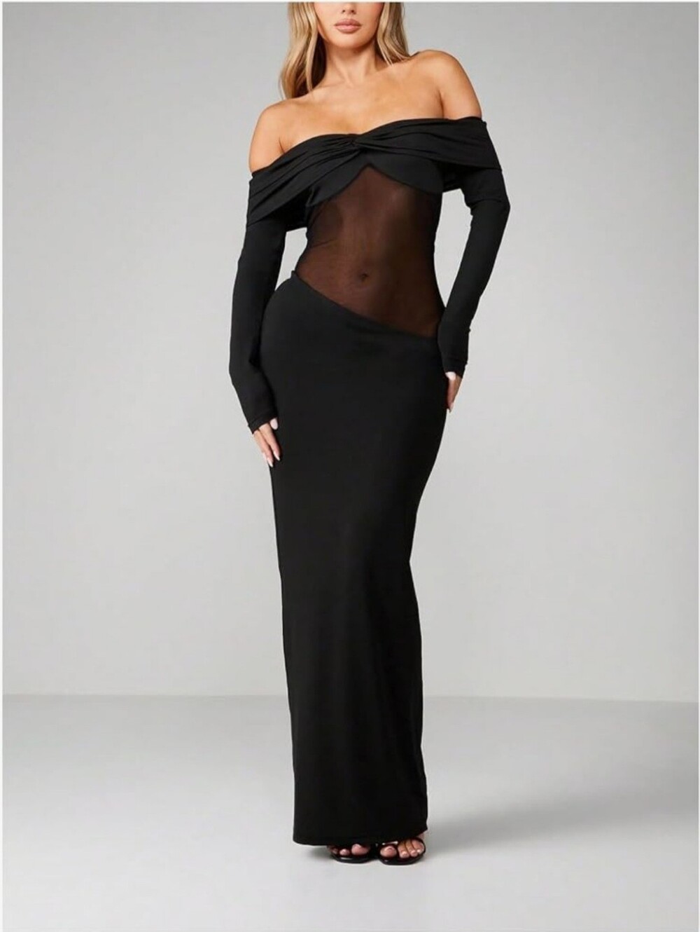 OYOANGLE Women's Off The Shoulder Mesh Maxi Bodycon Dress...